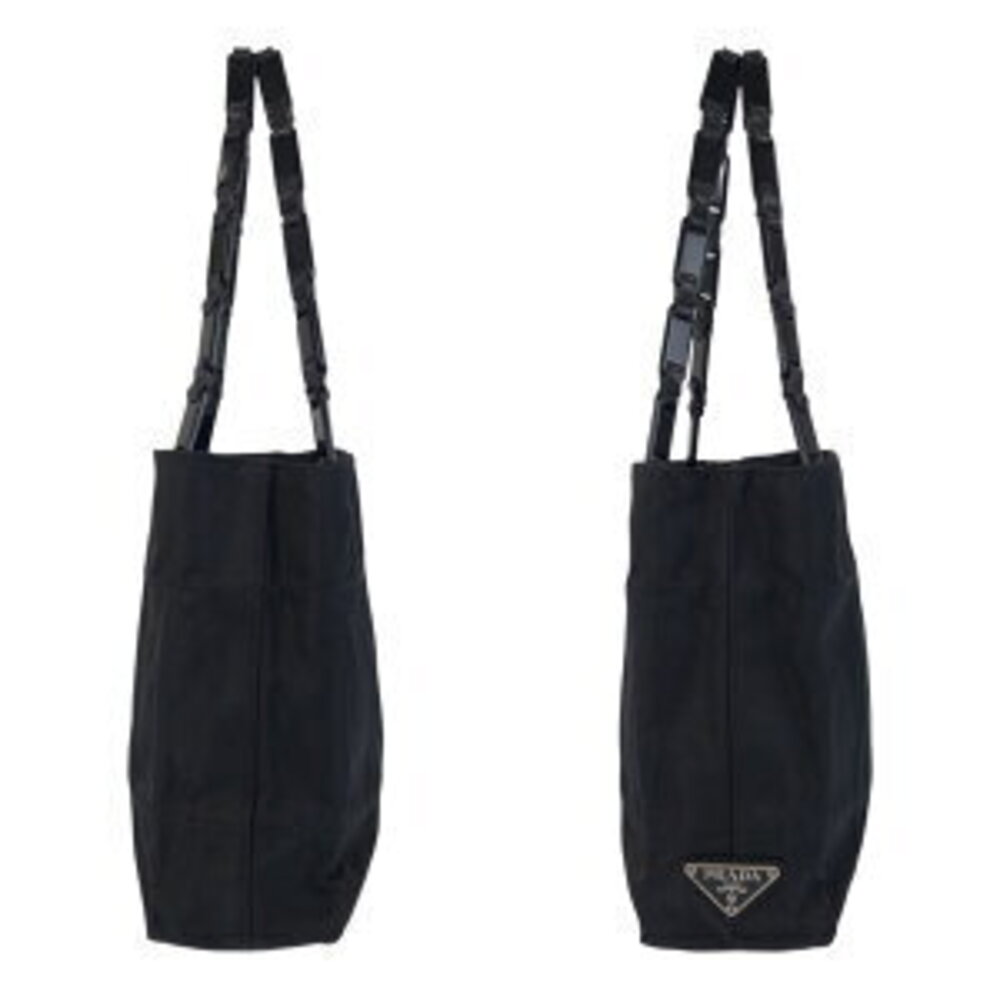 Prada triangular bag tote black Tessuto nylon shoulder logo plate - Picture 7 of 10